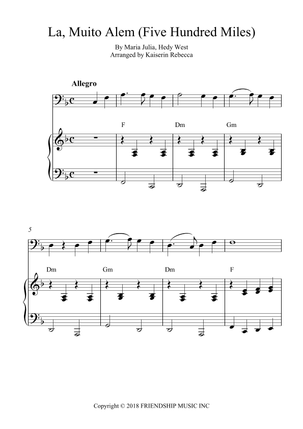La, Muito Alem (five Hundred Miles) (arr. Kaiserin Rebecca)