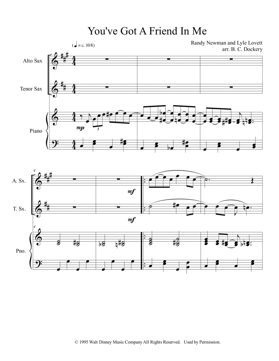 You've Got A Friend In Me (arr. B. C. Dockery)