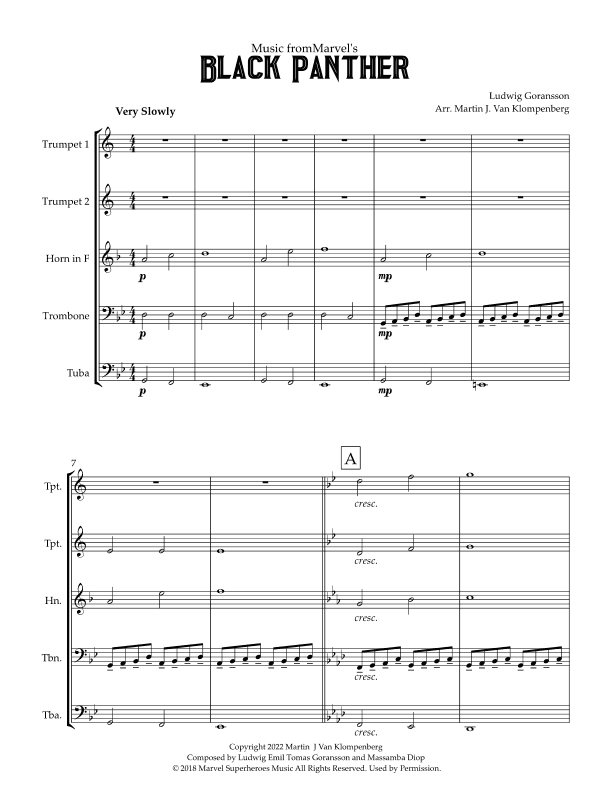 Black Panther (arr. Martin J. Van Klompenberg)