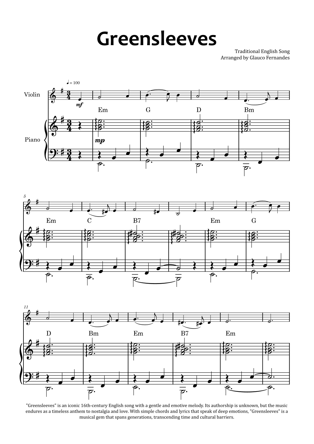 Greensleeves (arr. Glauco Fernandes)