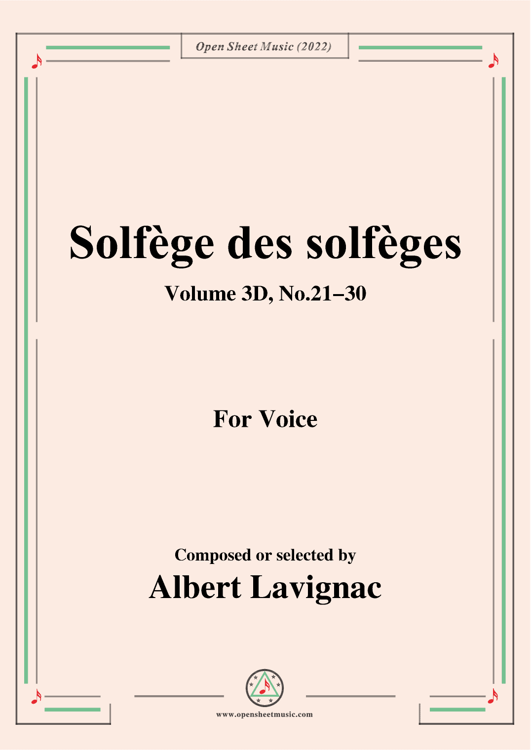 Lavignac-Solfege des solfeges,Volum 3D No.21-30,for Voice (arr. OSM Press)