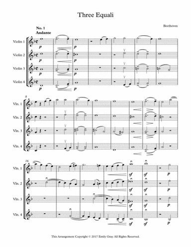 Three Equali for Four Violins (arr. Emily Gray)