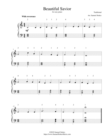 Beautiful Savior (Crusader's Hymn) - for easy piano (arr. Samuel Stokes)