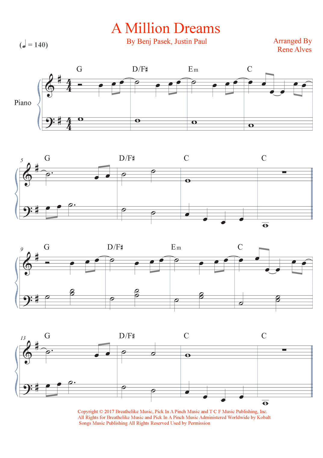 A Million Dreams (arr. Rene Alves)