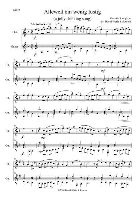 Variations on Alleweil ein wenig lustig for flute and guitar (arr. David Warin Solomons)