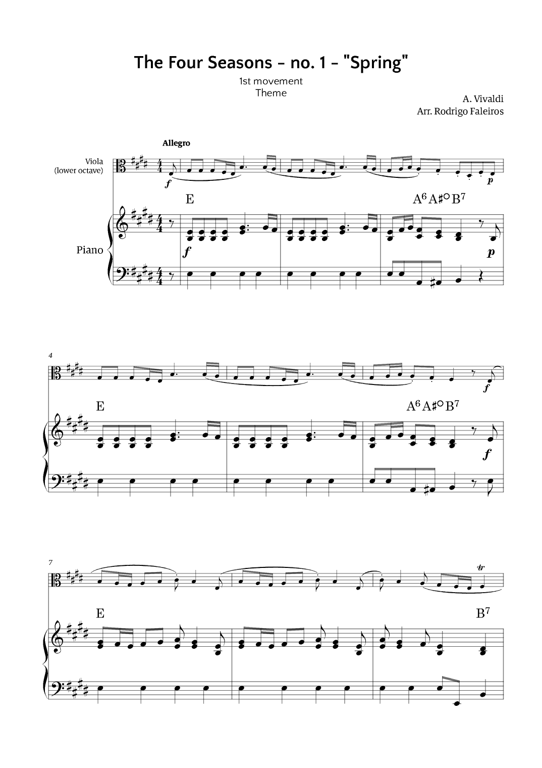 The Four Seasons - Spring (arr. Rodrigo Faleiros)