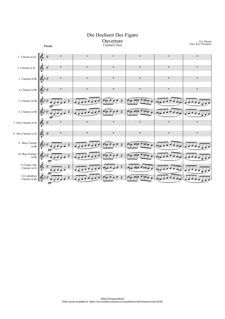 Mozart: Die Hochzeit des Figaro (The Marriage of Figaro) (Overture) K492 - Clarinet Choir (arr. Ray Thompson)