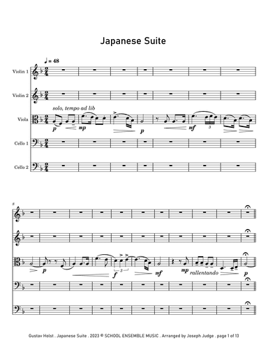 Japanese Suite by Holst for String Quintet in Schools (arr. Joseph Judge)