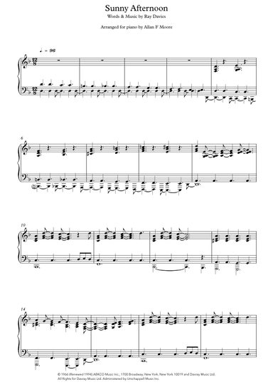 Sunny Afternoon (arr. Allan F Moore)