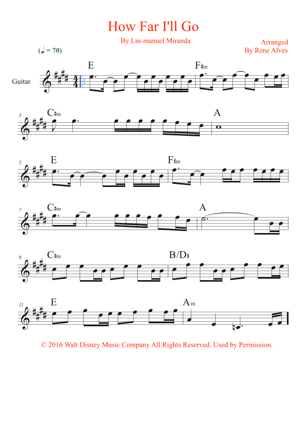 How Far I'll Go (arr. By Rene Alves)