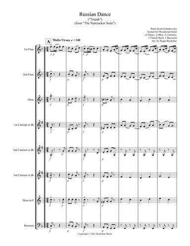 Russian Dance ("Trepak") (from "The Nutcracker Suite") (F) (Woodwind Octet - 2 Flute, 1 Oboe, 3 Clar (arr. Regis Bookshar)