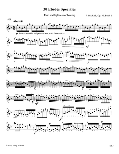 Mazas 75 Melodious & Progressive Studies Op 36, Book 1, No.28 (arr. String Masters)