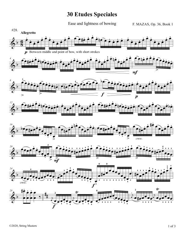 Mazas 75 Melodious & Progressive Studies Op 36, Book 1, No.28 (arr. String Masters)