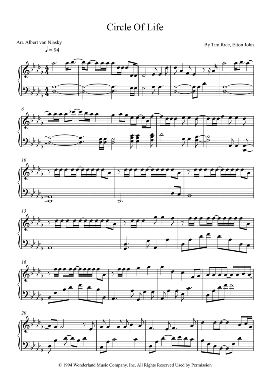 Circle Of Life (arr. Albert van Niasky)