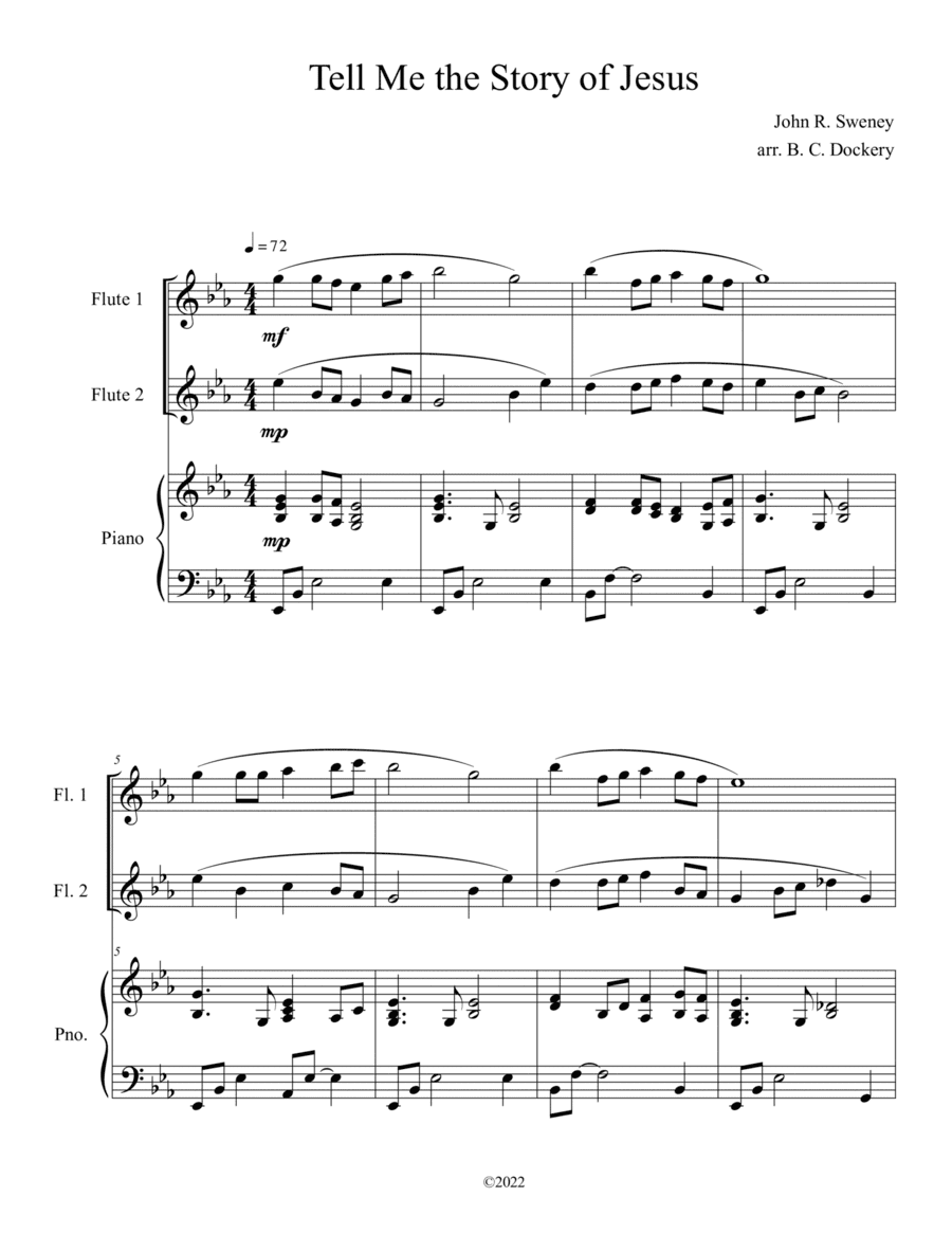 Tell Me the Story of Jesus (Flute Duet with Piano Accompaniment) (arr. B. C. Dockery)