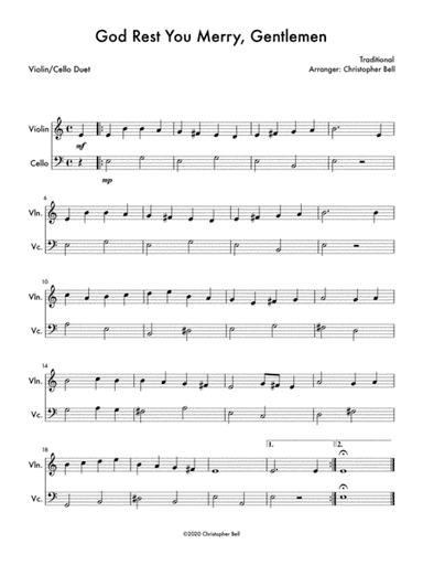 God Rest You Merry, Gentlemen (Easy Violin/Cello Duet)