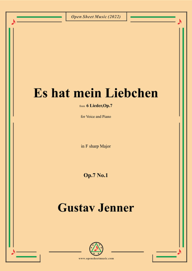 Jenner-Es hat mein Liebchen,in F sharp Major,Op.7 No.1 (arr. OSM Press)