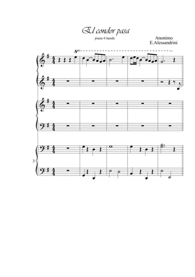 El condor pasa. Piano 6 hands (arr. Ester Alessandrini)