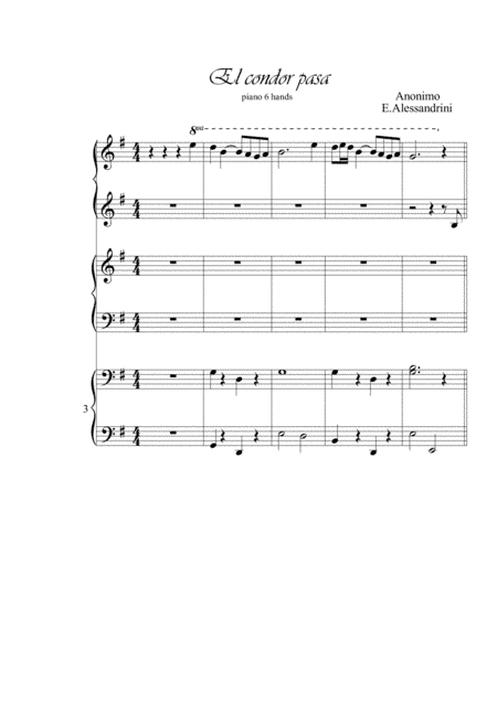 El condor pasa. Piano 6 hands (arr. Ester Alessandrini)