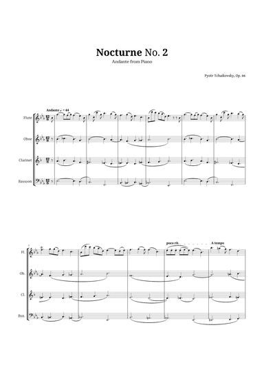 Nocturne by Chopin for Woodwind Quartet (arr. Langanho)