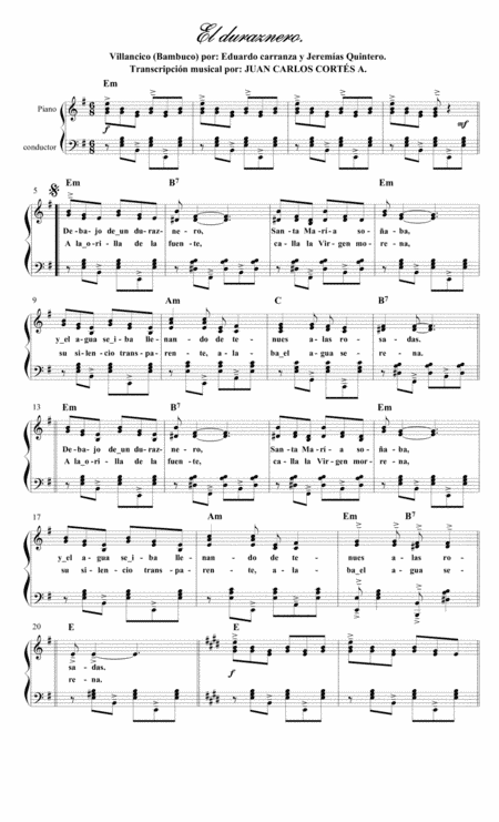 El duraznero Villancico por: Eduardo Carranza Fernández y Jeremías Quintero Gutiérrez. (arr. Juan Carlos Cortés A.)