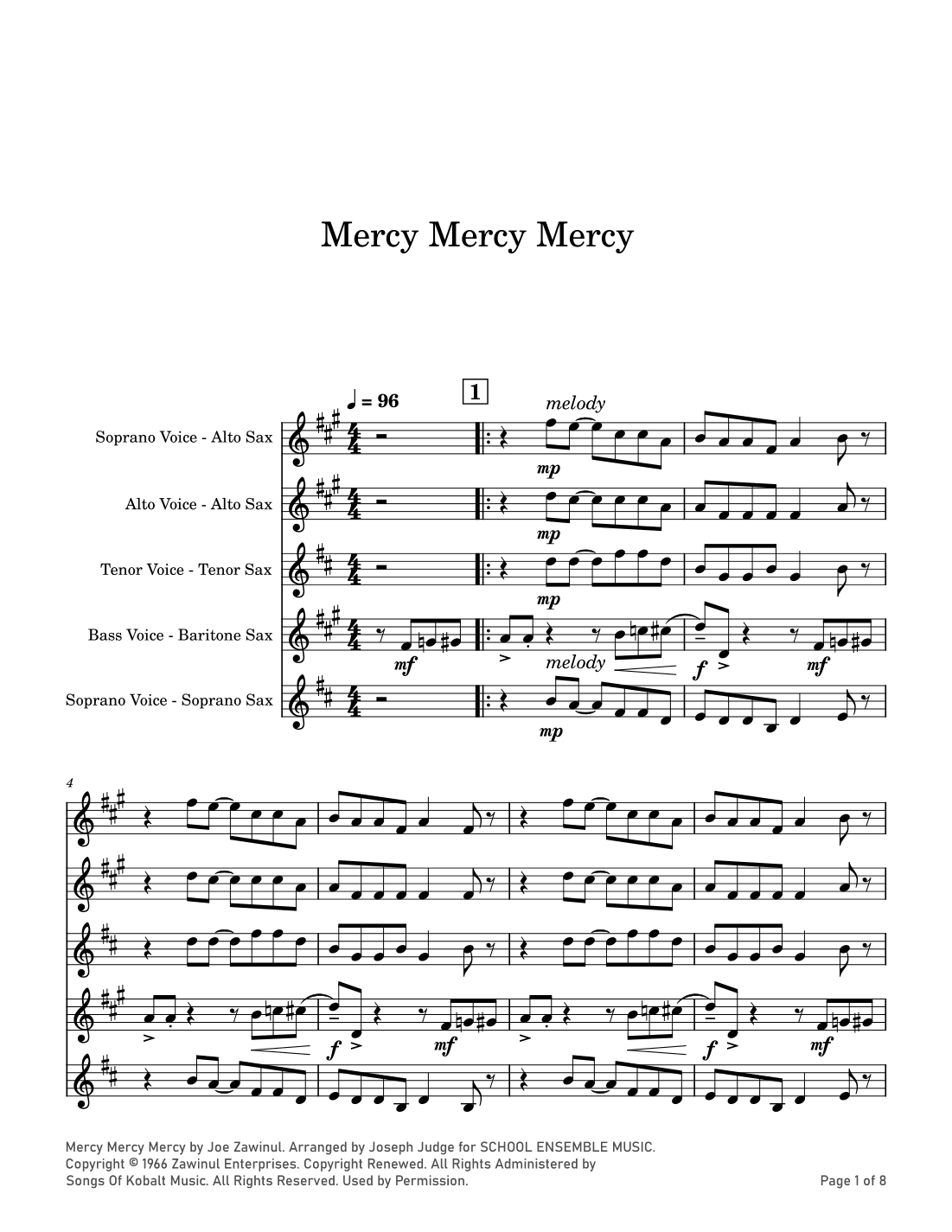 Mercy, Mercy, Mercy (arr. Joseph Judge)
