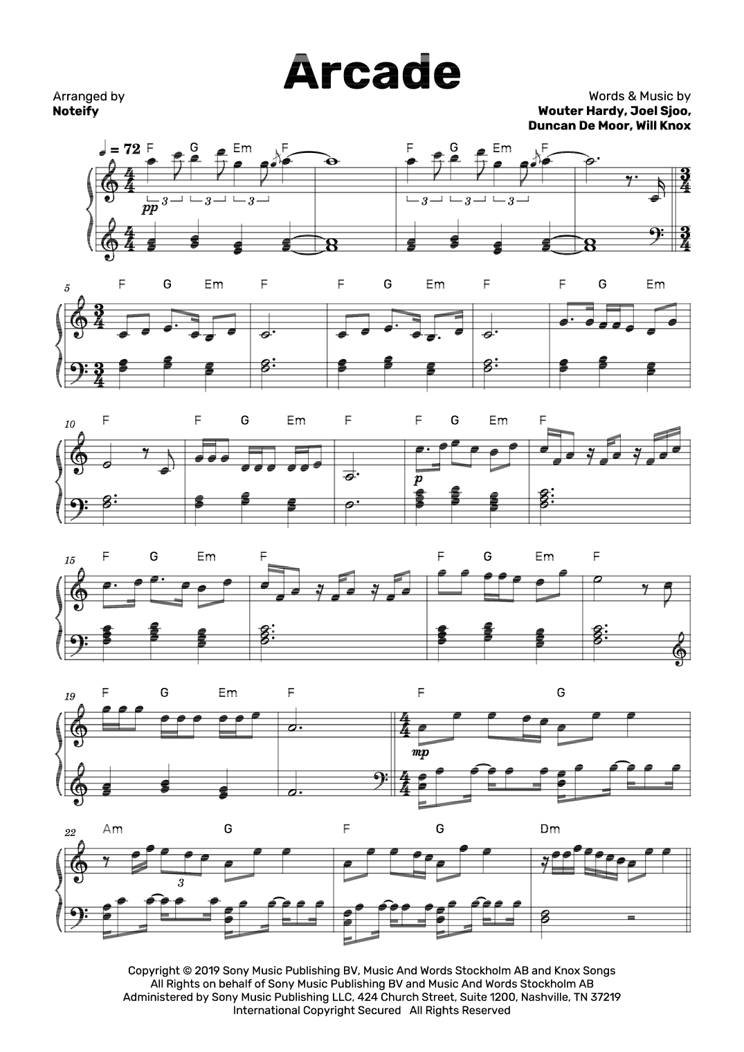 Arcade (arr. Noteify)