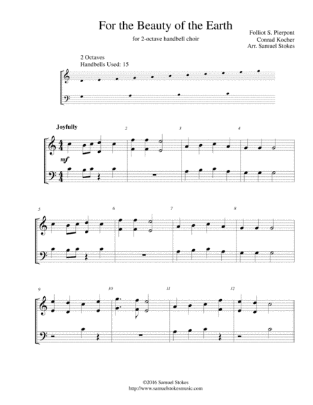 For the Beauty of the Earth - for 2-octave handbell choir (arr. Samuel Stokes)