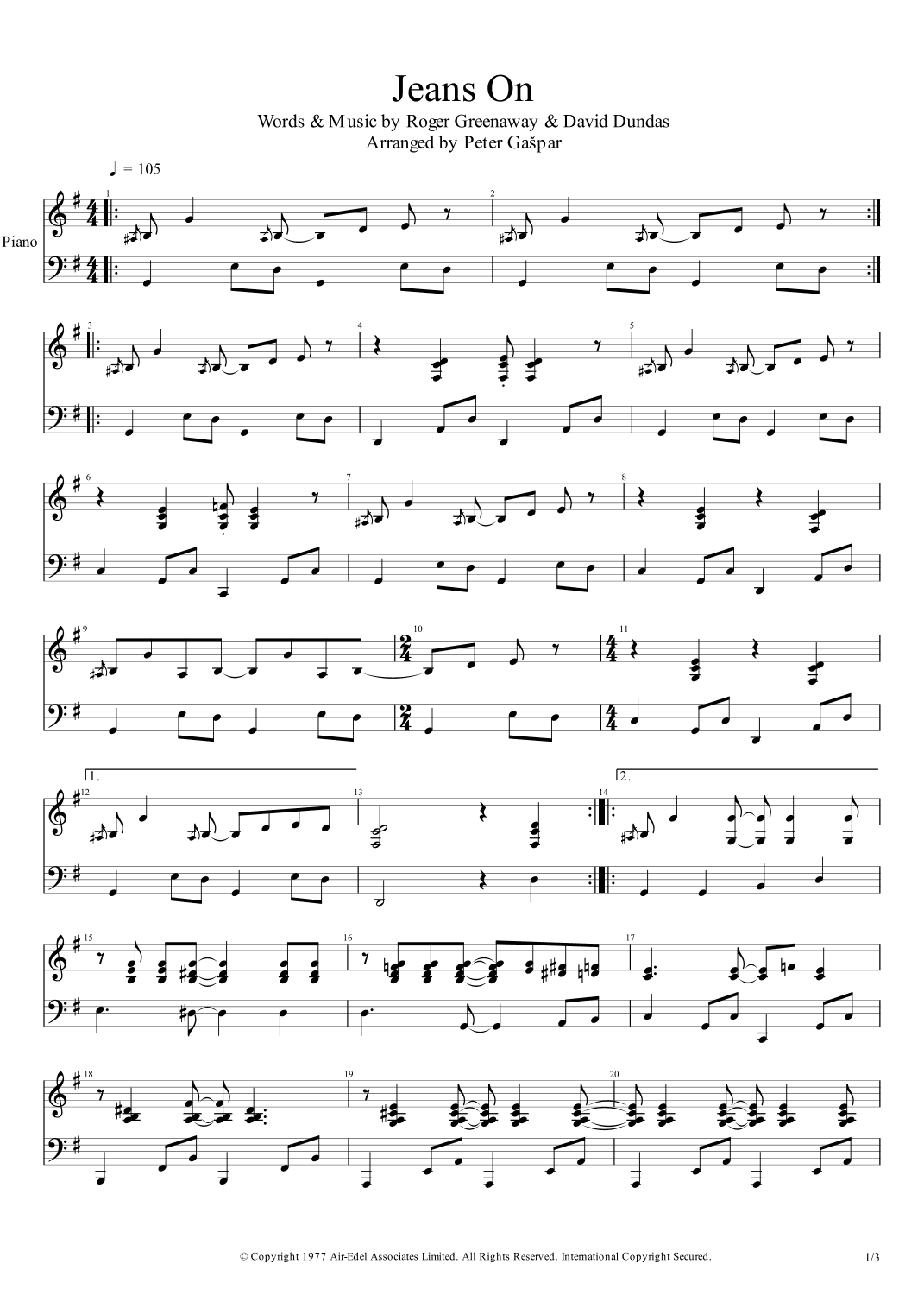 Jeans On (arr. Peter Gašpar)
