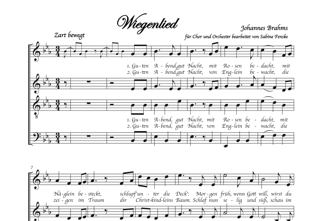 Brahms Wiegenlied/ Lullabye (Guten Abend, gut Nacht) (arr. Sabine Fenske)
