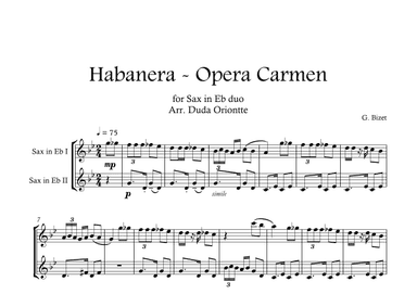 Carmen HABANERA - Bizet  ( Saxophone alto DUO) Student (arr. Duda Oriontte)