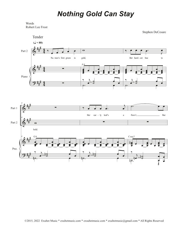 Nothing Gold Can Stay (2-part choir)
