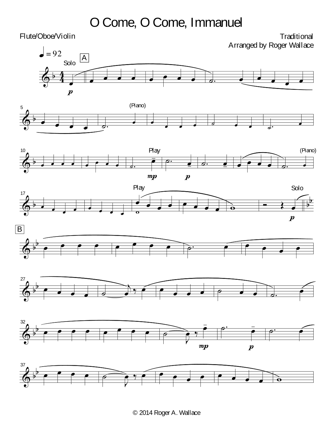 O Come, O Come, Immanuel (Emmanuel) - Vibraphone & Piano (arr. Roger Wallace)
