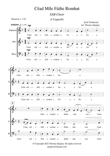 Céad Míle Fáilte Romhat (arr. Thomas Quigley)