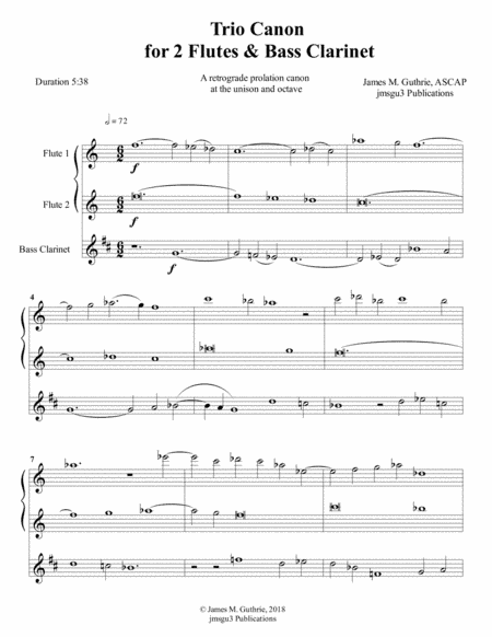 Guthrie: Trio Canon for 2 Concert Flutes & Bass Clarinet