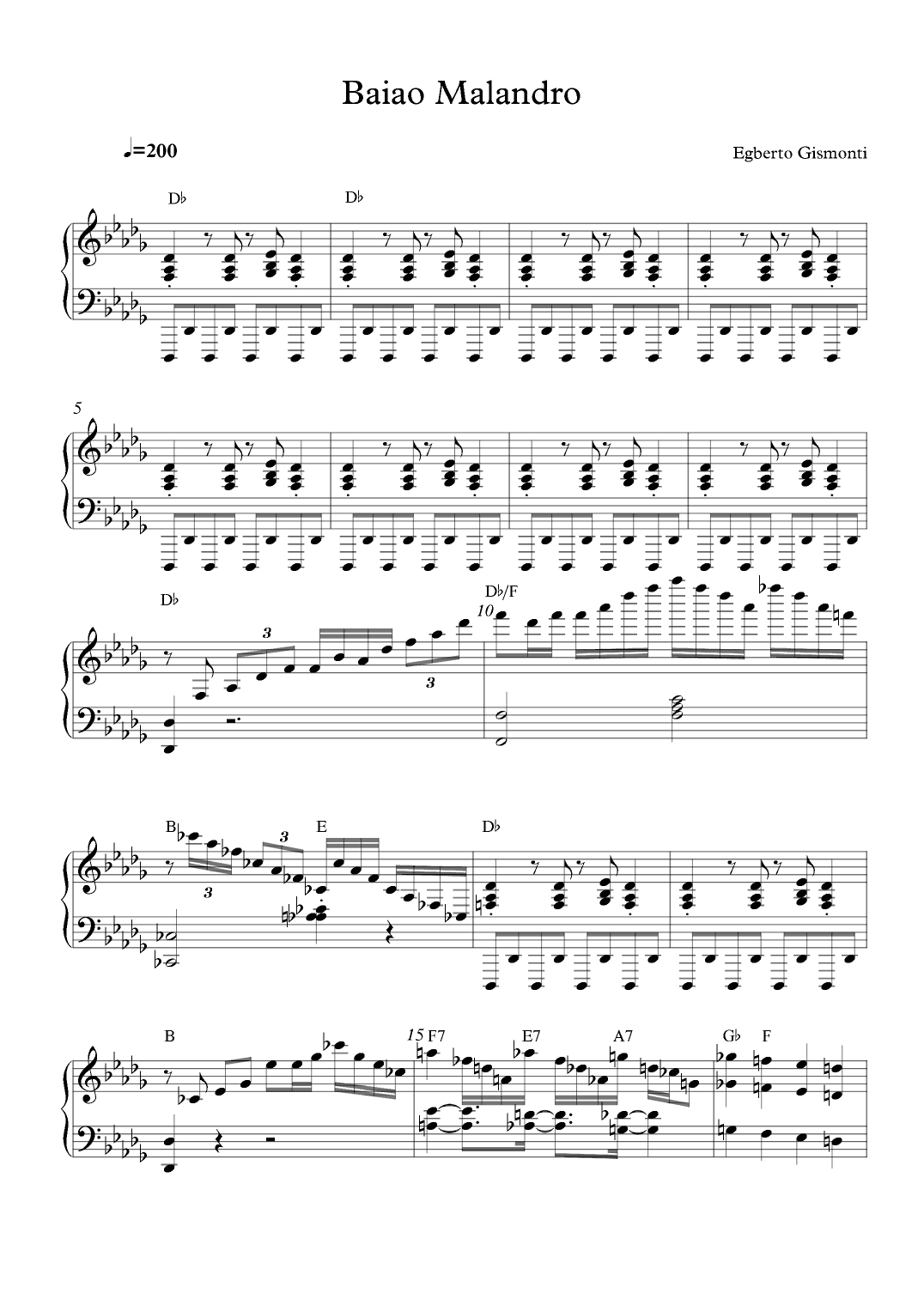 Baiao Malandro (arr. Egberto Gismonti)