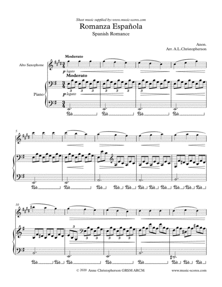 Spanish Romance - Alto Saxophone and Piano (arr. Anne L Christopherson GRSM ARCM)
