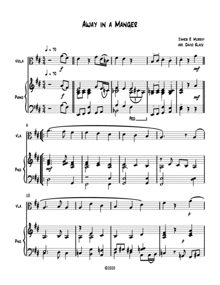 Away in a Manger (viola solo) with optional piano accompaniment (arr. Dave Slack)