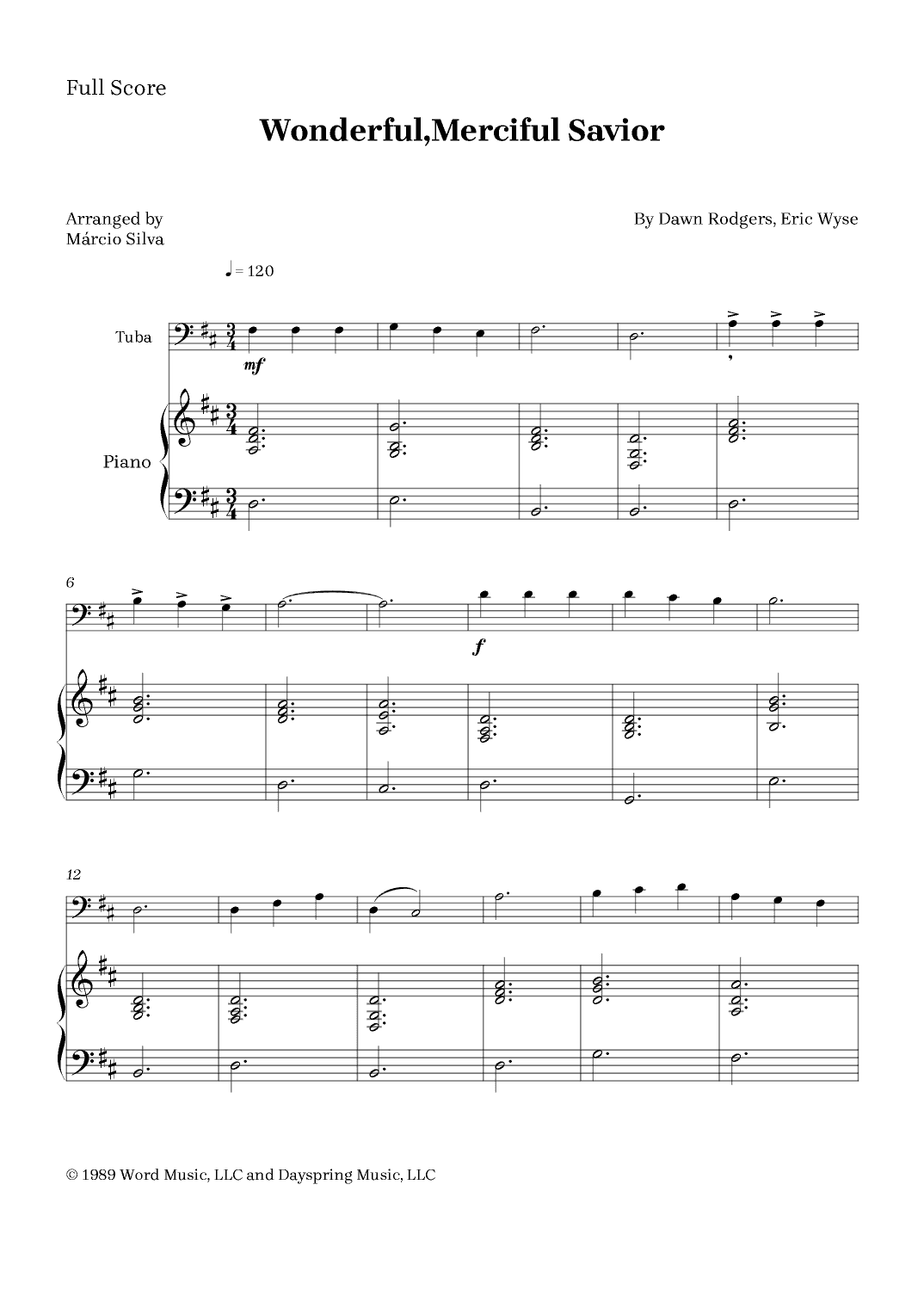 Wonderful, Merciful Savior (arr. Márcio Silva)