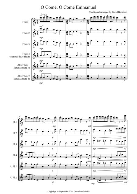 O Come, O Come Emmanuel for Flute Quartet (arr. David Burndrett)
