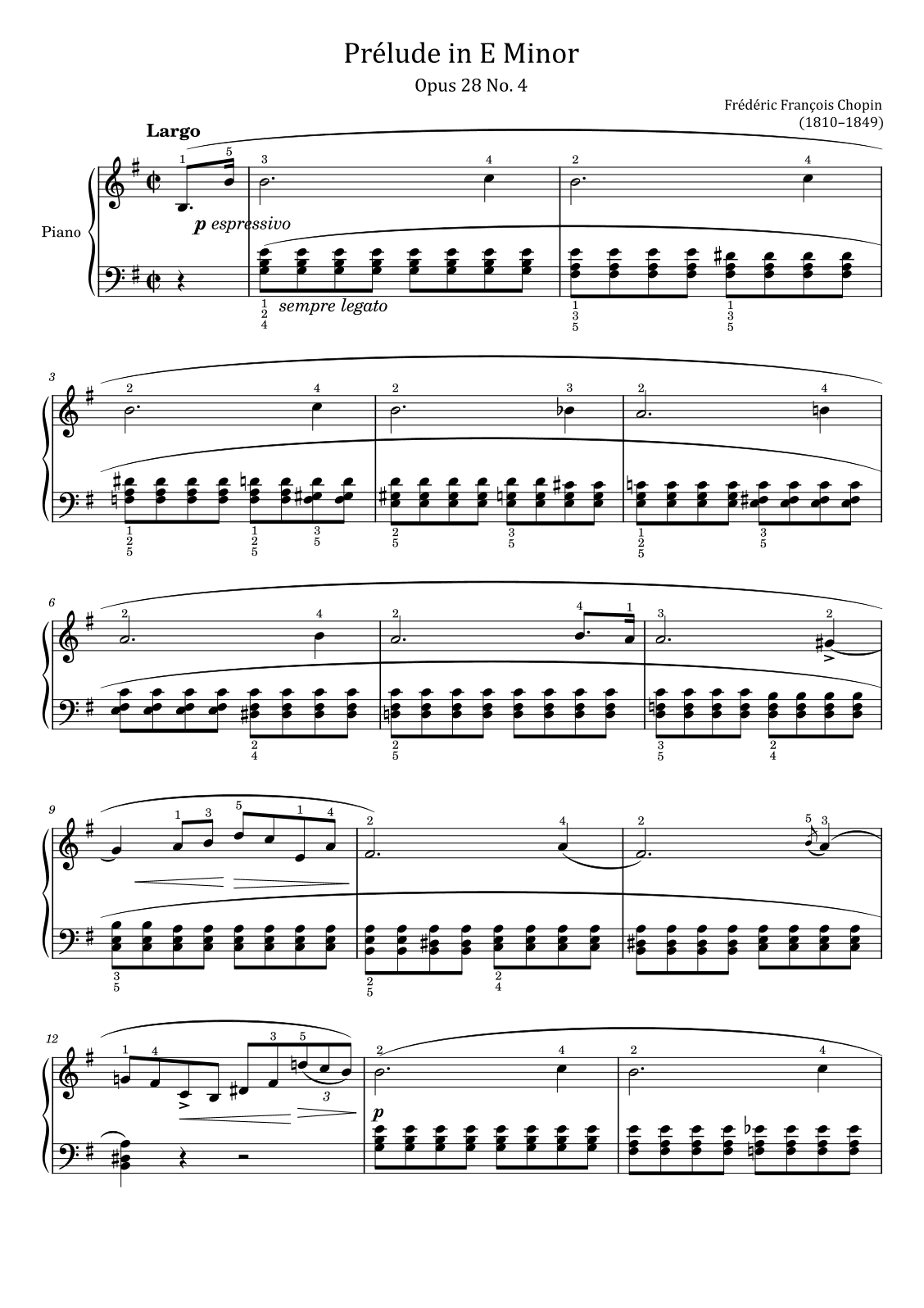 Chopin Preludes, Op.28 No.4 in E Minor - Original With Fingered (arr. poon)