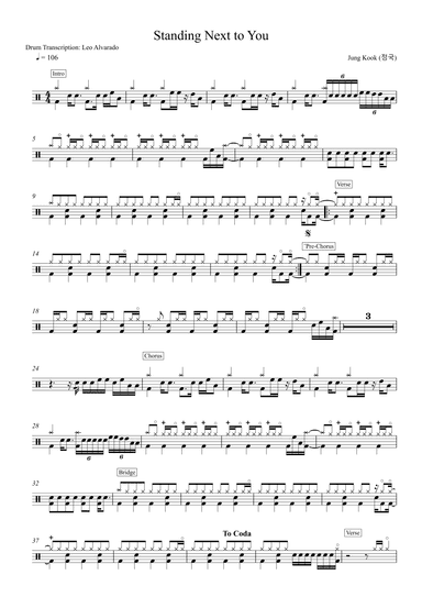Standing Next To You (arr. Drum Transcription: Leo Alvarado)