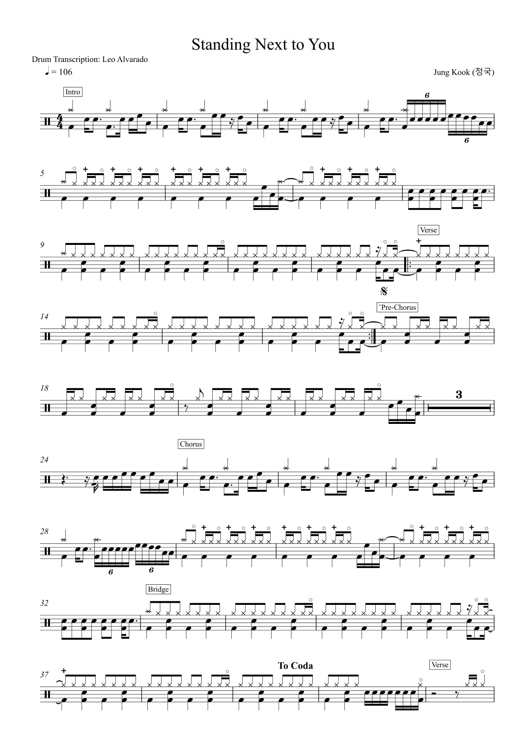 Standing Next To You (arr. Drum Transcription: Leo Alvarado)