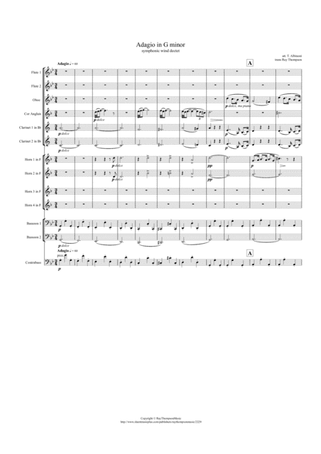 Albinoni: Adagio in G minor - symphonic wind duodectet/bass (arr. Ray Thompson)