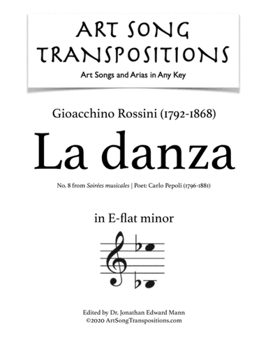 ROSSINI: La danza (transposed to E-flat minor) (arr. ArtSongTranspositions.com)
