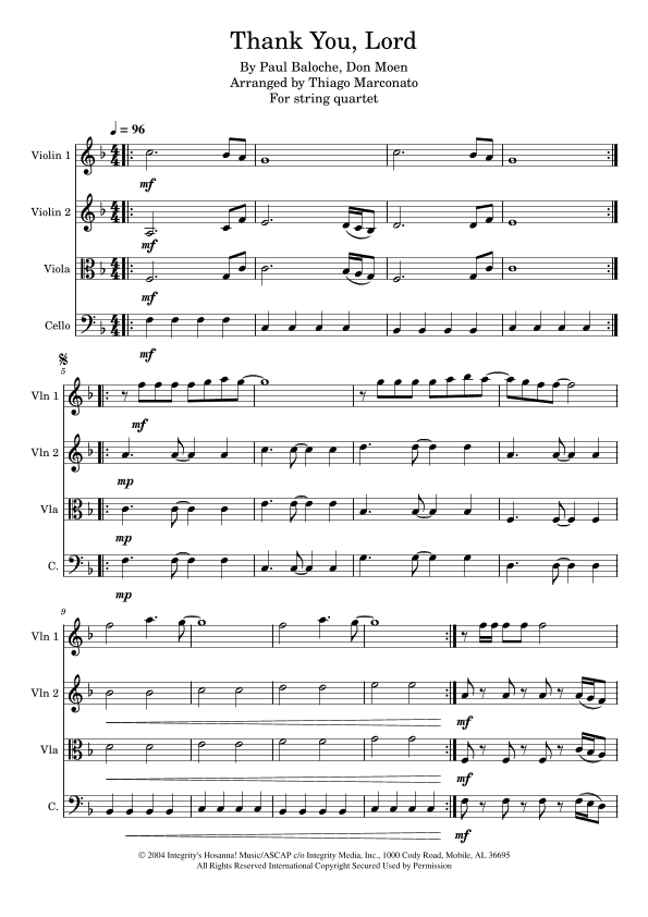 Thank You, Lord (arr. Thiago Marconato)