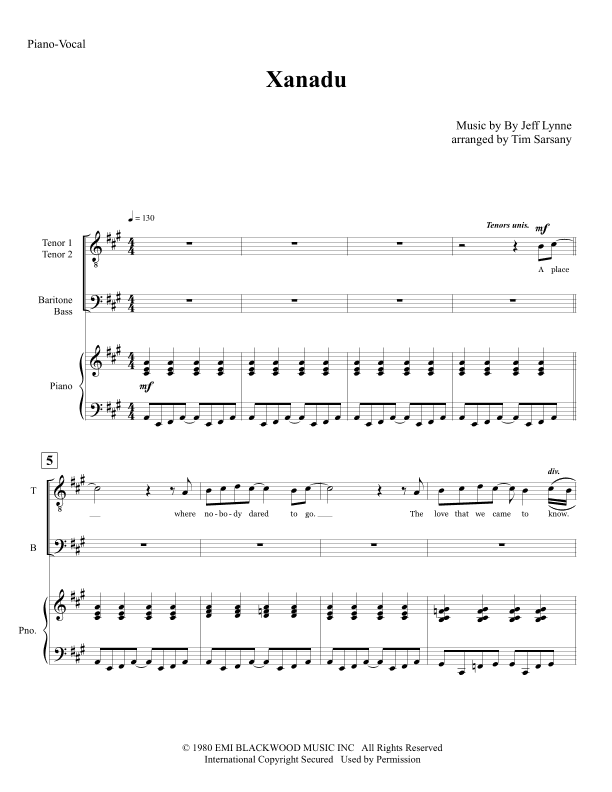 Xanadu (arr. Tim Sarsany)