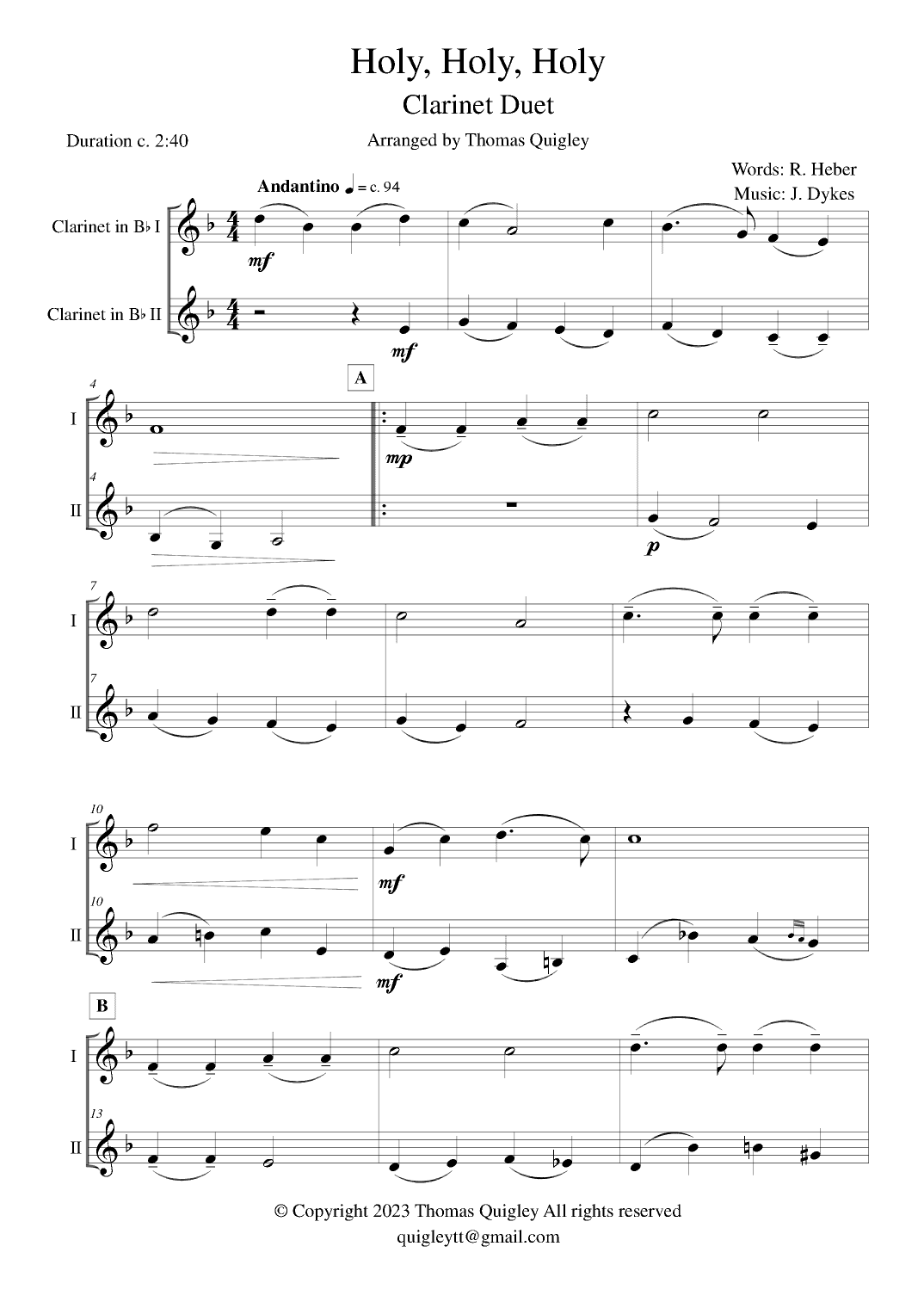 Holy, Holy, Holy (arr. Thomas Quigley)