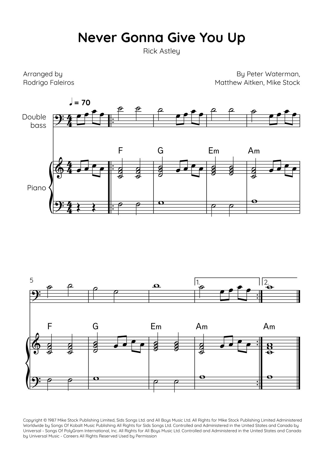 Never Gonna Give You Up (arr. Rodrigo Faleiros)