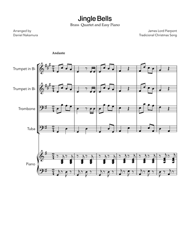 Jingle Bells (for Brass Quartet and Easy Piano) (arr. Daniel Nakamura)